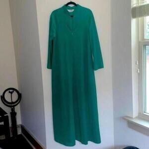 Vintage green shadow line Maxi zip up loungewear robe dressing gown